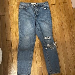 High waisted Topshop light washed jeans